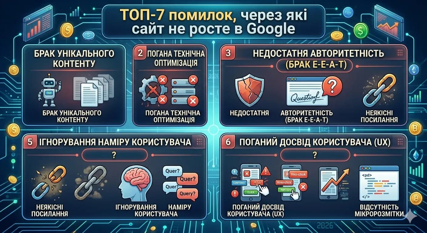 ТОП-7 помилок, через які сайт не росте в Google
